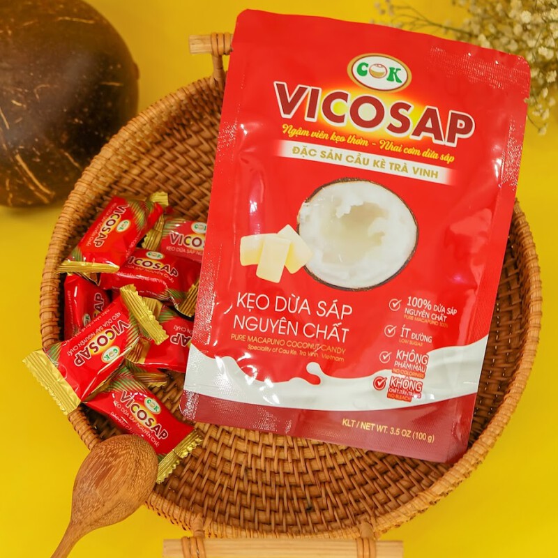 Kẹo Dừa Sáp Vicosap Vị Nguyên Chất [Túi 100g]